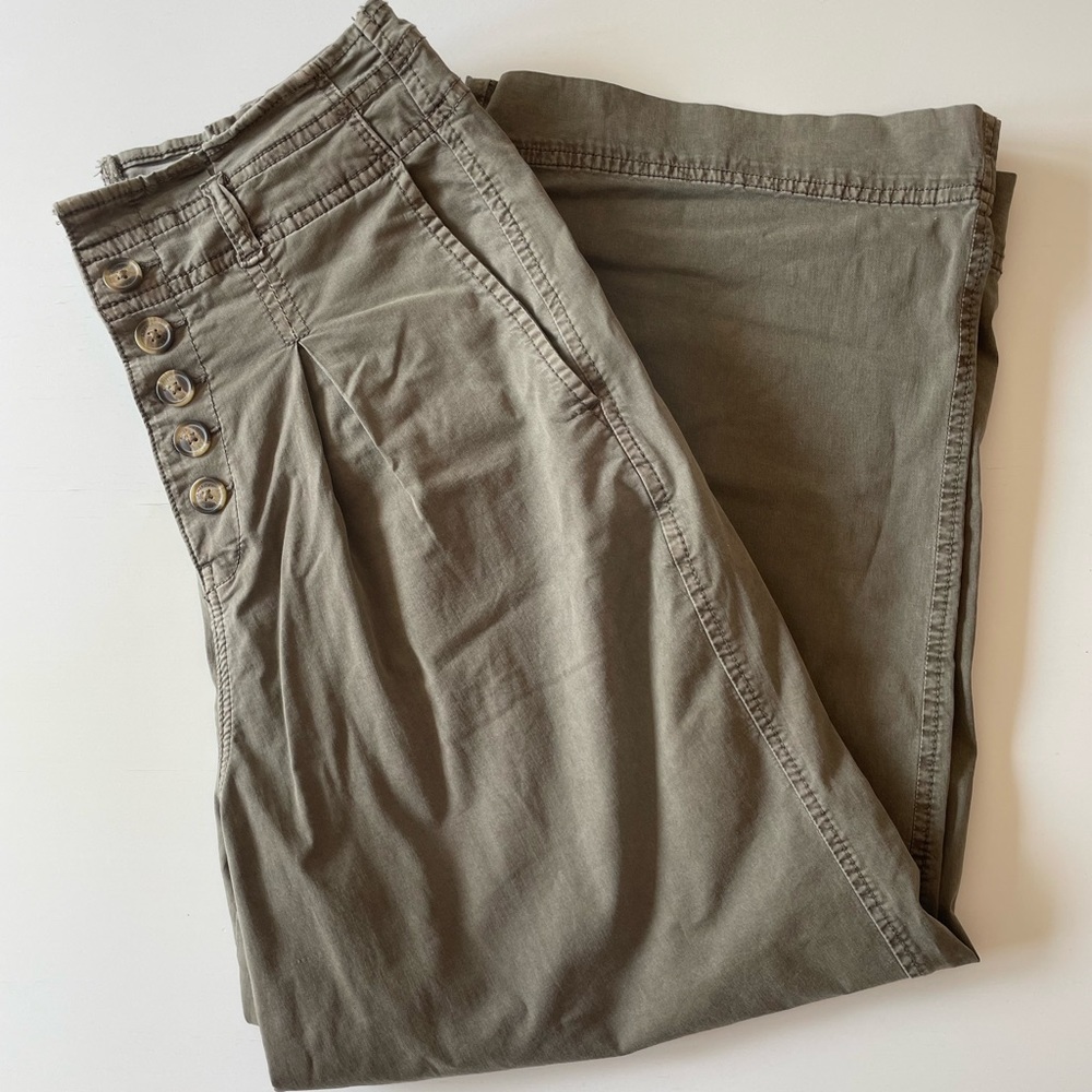 American Eagle wide leg high waist green super stretch pants